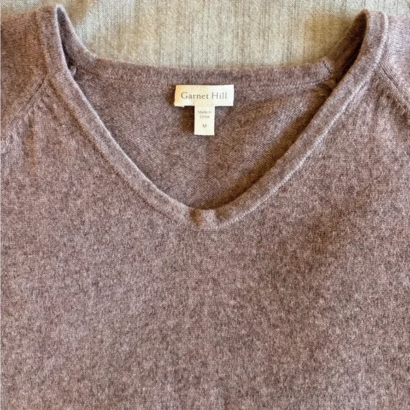 Garnet Hill MAUVE Cashmere Tie-Sleeve V-Neck Sweater - Picture 5 of 14